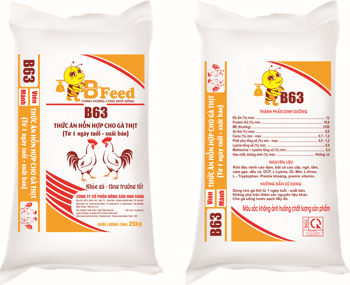 B63 - Thức ăn hỗn hợp cho gà thịt (Từ 1 ngày tuổi - xuất bán)