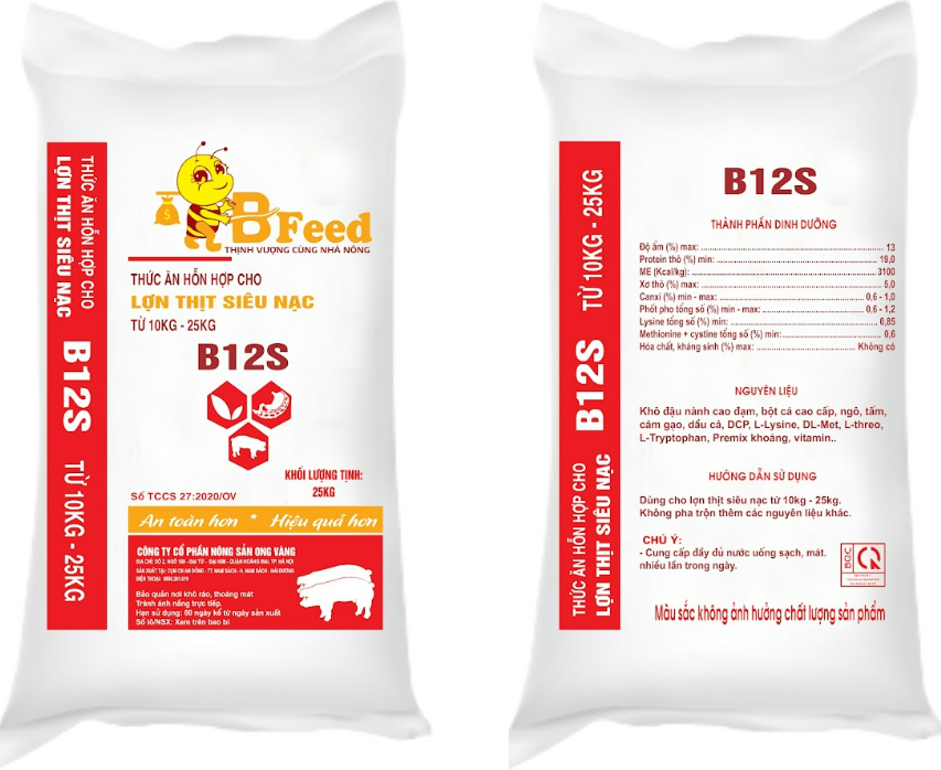 B12S - Thức ăn hỗn hợp cho lợn thịt siêu nạc (Từ 10kg - 25kg)
