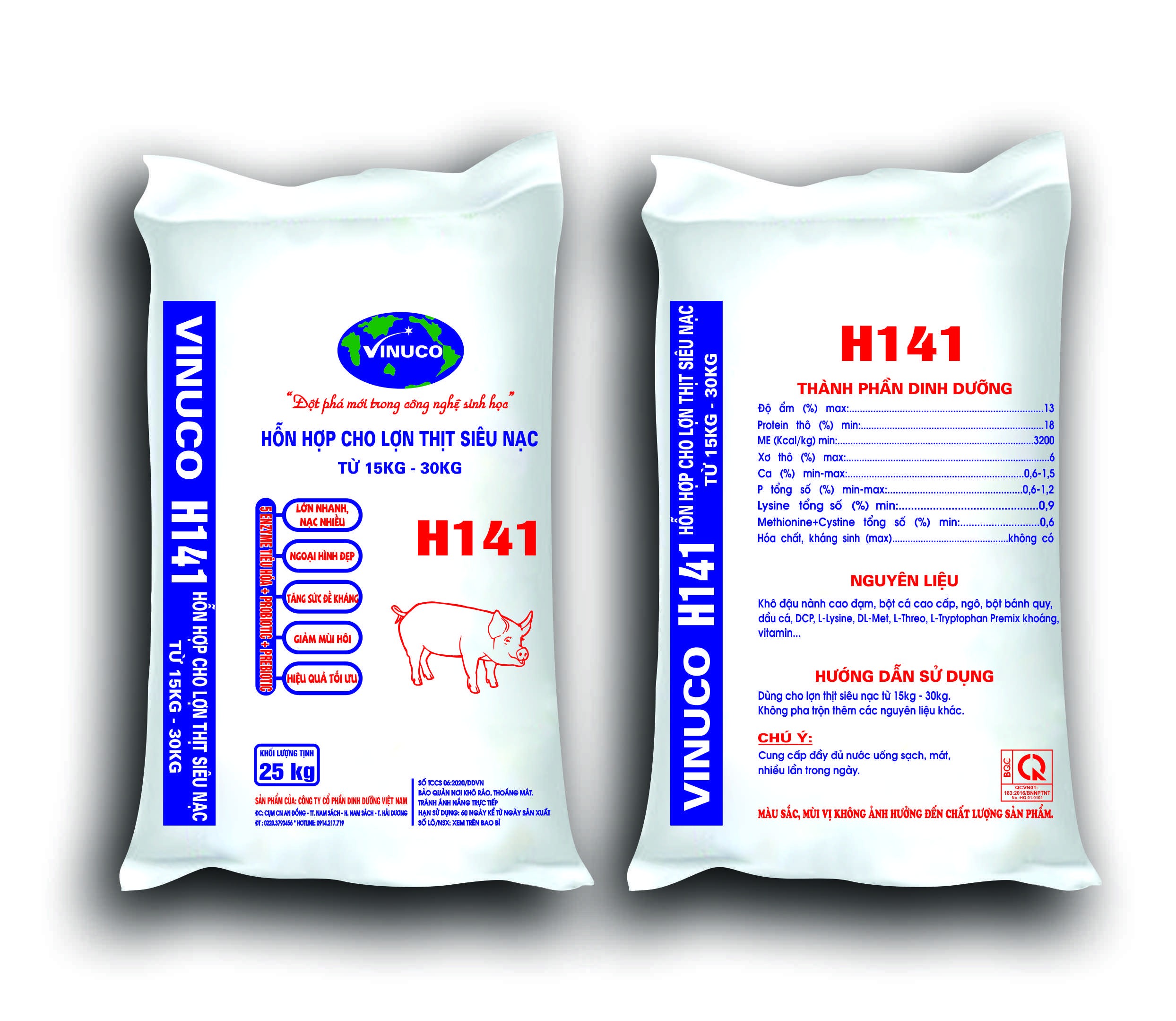 H141 - Hỗn hợp cho lợn thịt siêu nạc (Từ 15kg - 50kg)